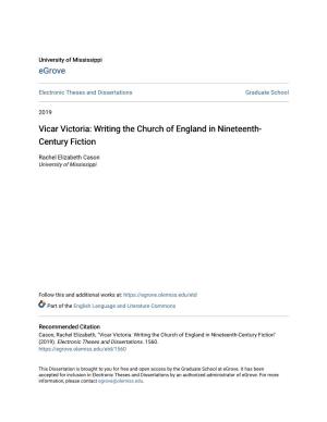 Vicar Victoria: Writing the Church of England in Nineteenth-Century Fiction" (2019)