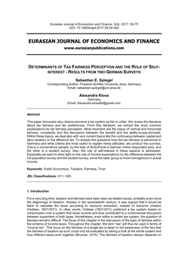 Eurasian Journal of Economics and Finance, 5(4), 2017, 50-75 DOI: 10.15604/Ejef.2017.05.04.004