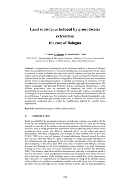 Land Subsidence Induced by Groundwater Extraction: the Case of Bologna Areas by Means of Dedicated Software and to Perform More Complete Analysis of the Phenomena