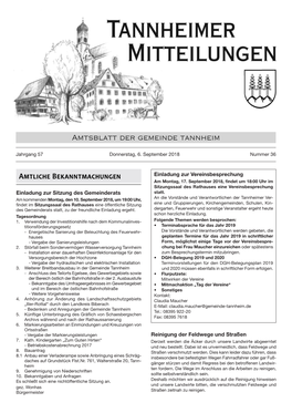 Amtsblatt Der Gemeinde Tannheim