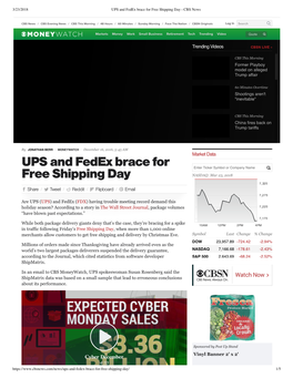 UPS and Fedex Brace for Free Shipping Day - CBS News