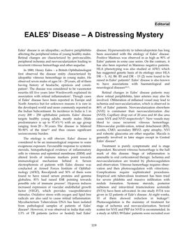 EALES' Disease – a Distressing Mystery
