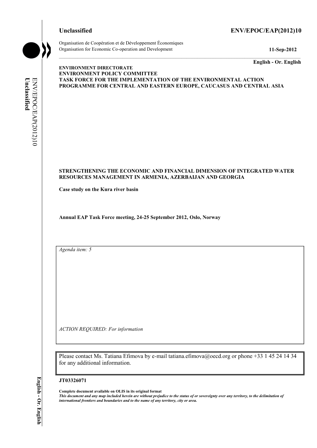 Unclassified ENV/EPOC/EAP(2012)10