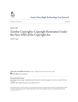 Copyright Restoration Under the New 104A of the Copyright Act Adam P