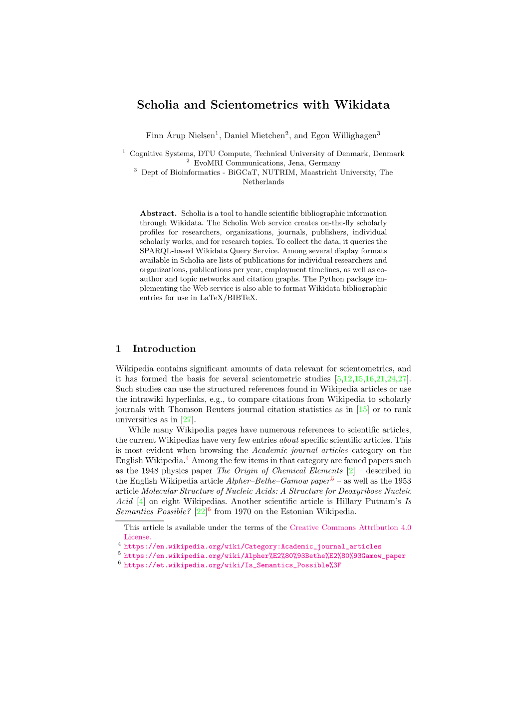 Scholia and Scientometrics with Wikidata