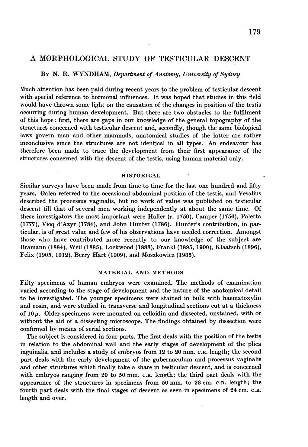 179 a Morphological Study of Testicular Descent