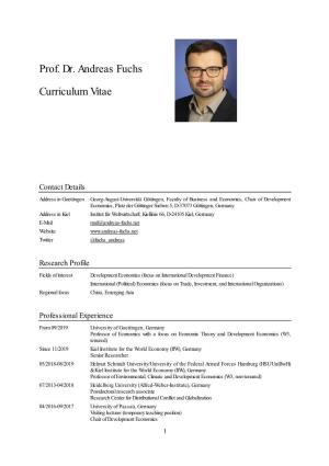 Prof. Dr. Andreas Fuchs Curriculum Vitae