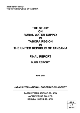 The Study on Rural Water Supply in Tabora Region in the United Republic of Tanzania