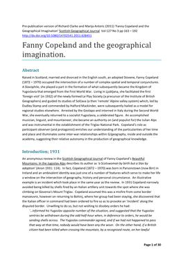 Fanny Copeland and the Geographical Imagination