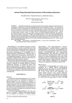 Anionic Ring-Opening Polymerization of Phenylsilacyclobutanes
