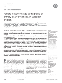 Factors Influencing Age at Diagnosis of Primary Ciliary Dyskinesia in European Children