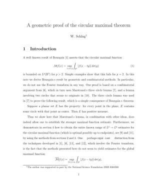 A Geometric Proof of the Circular Maximal Theorem