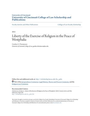 Liberty of the Exercise of Religion in the Peace of Westphalia Gordon A