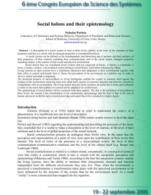 Social Holons and Their Epistemology