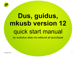 Mkusb Quick Start Manual