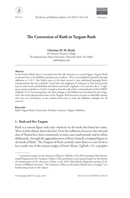 The Conversion of Ruth in Targum Ruth
