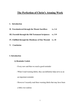 The Perfection of Christ's Atoning Work