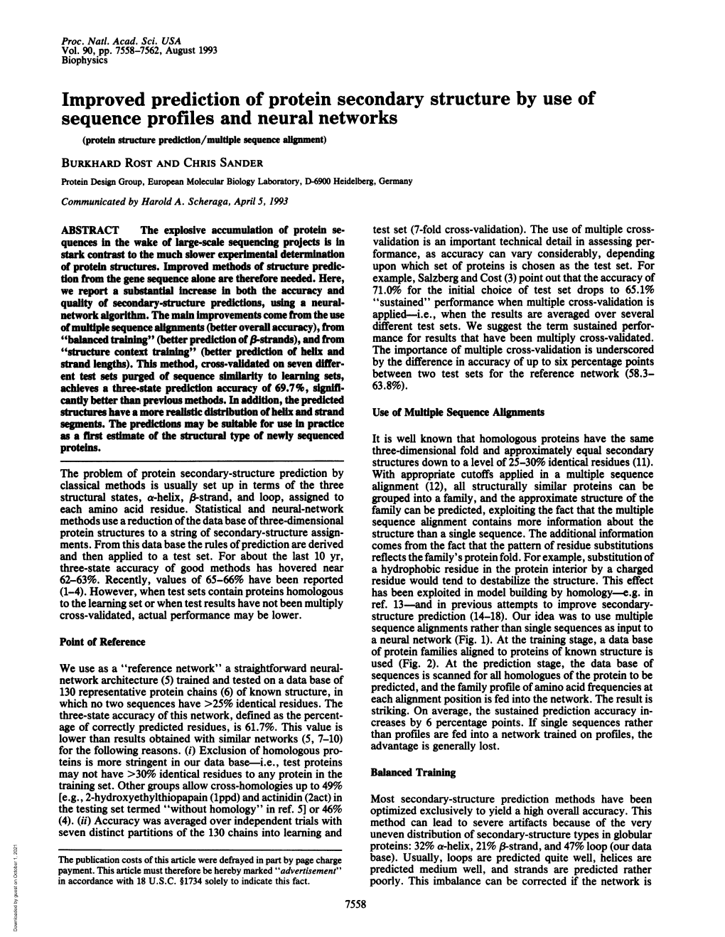 Improved Prediction of Protein Secondary Structure by Use Of