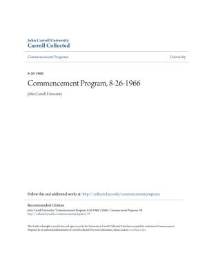 Commencement Program, 8-26-1966 John Carroll University