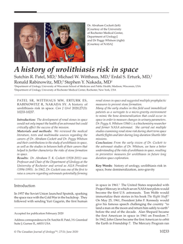 A History of Urolithiasis Risk in Space Sutchin R