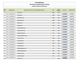 June 19, 2018 at 10:00 A.M. Beverage and Soft Drinks Vending IFB 2000002532