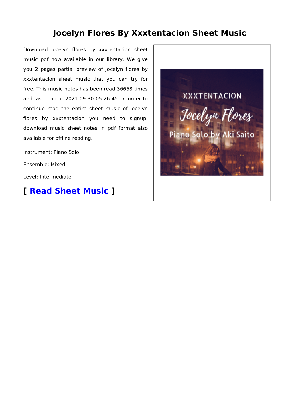 Jocelyn Flores By Xxxtentacion Sheet Music Docslib 