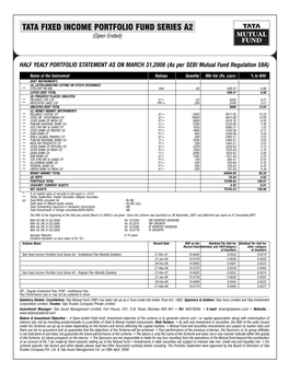 Portfolio Statement of Tata Fixed Income Portfolio