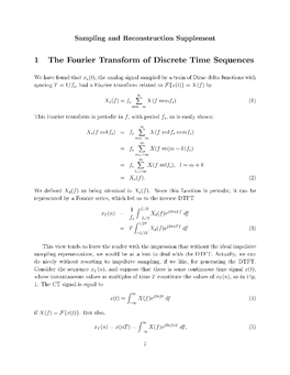 1 the Fourier Transform of Discrete Time Sequences