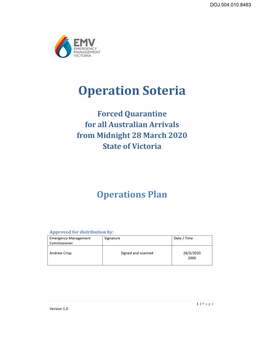 Exhibit Hqi0035b RP Operation Soteria Operations Plan