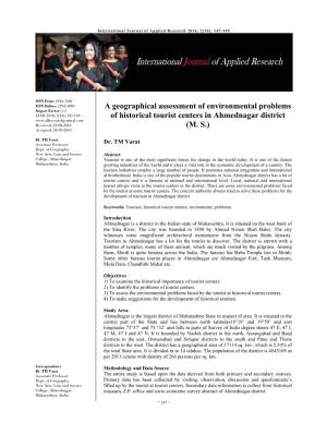 A Geographical Assessment of Environmental Problems Of