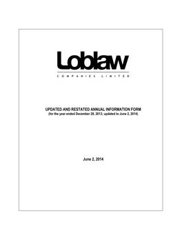 UPDATED and RESTATED ANNUAL INFORMATION FORM June 2, 2014