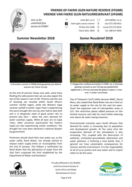 Summer Newsletter 2018 Somer Nuusbrief 2018