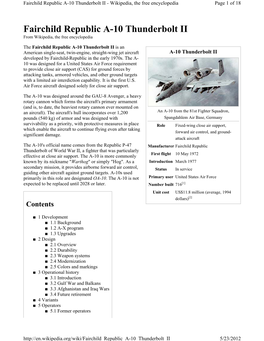 Fairchild Republic A-10 Thunderbolt II - Wikipedia, the Free Encyclopedia Page 1 of 18