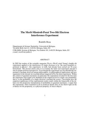 The Merli-Missiroli-Pozzi Two-Slit Electron Interference Experiment