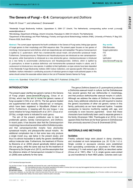 The Genera of Fungi – G 4: Camarosporium and Dothiora