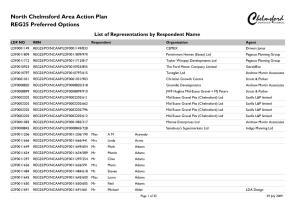 North Chelmsford Area Action Plan REG25 Preferred Options List of Representations by Respondent Name