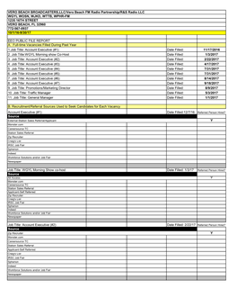 EEO PUBLIC FILE REPORT A. Full-Time Vacancies Filled During Past Year 1.Job Title: Account Executive (#1) Date Filled: 11/17/2016 2