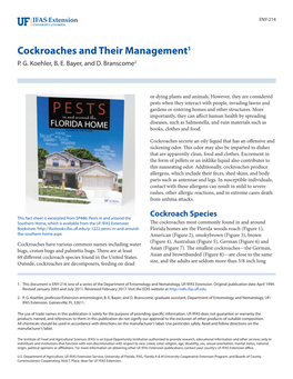 Cockroaches and Their Management1 P