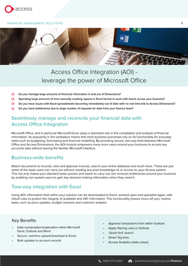 Access Office Integration (AOI) - Leverage the Power of Microsoft Office