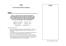 NOTES Summary Spelling ➔ / Xspelin / These ➔ / Diz / Judge ➔ / Juj / Such ➔ / Suts / Eksplcxneiscn