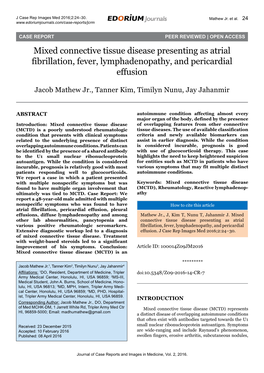 Mixed Connective Tissue Disease Presenting As Atrial Fibrillation, Fever, Lymphadenopathy, and Pericardial Effusion