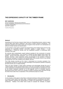 The Expressive Capacity of the Timber Frame