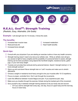 Strength Training (Realistic, Easy, Attainable, Life Goals)