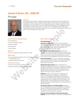 James P. Quinn, P.E., LEED AP Principal