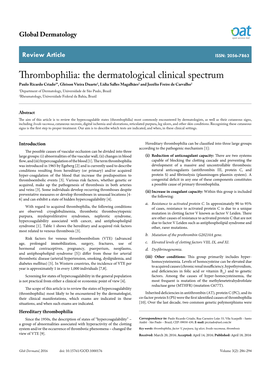 Thrombophilia: the Dermatological Clinical Spectrum