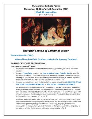 Liturgical Season of Christmas Lesson