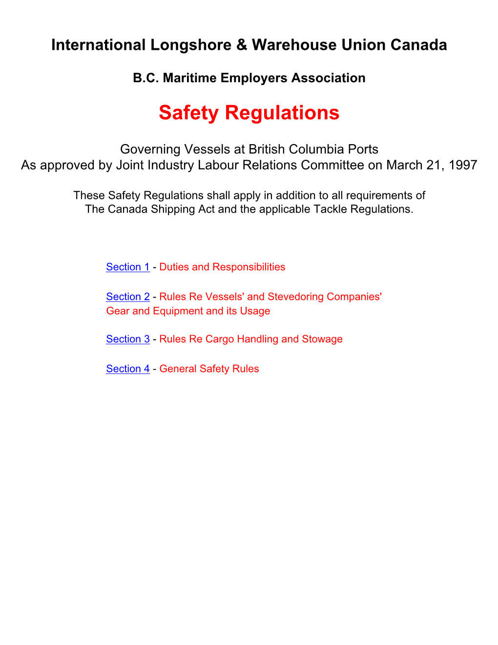 White Book Safety Regulations