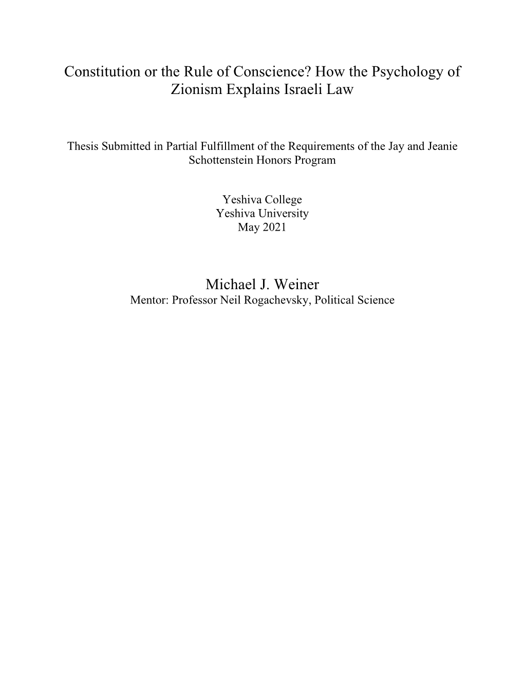 How the Psychology of Zionism Explains Israeli Law