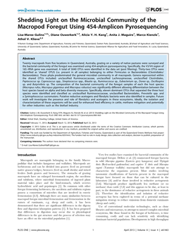 Shedding Light on the Microbial Community of the Macropod Foregut Using 454-Amplicon Pyrosequencing