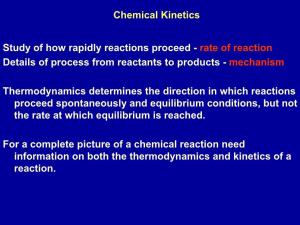 Rate of Reaction Details of Process from Reactants to Products - Mechanism